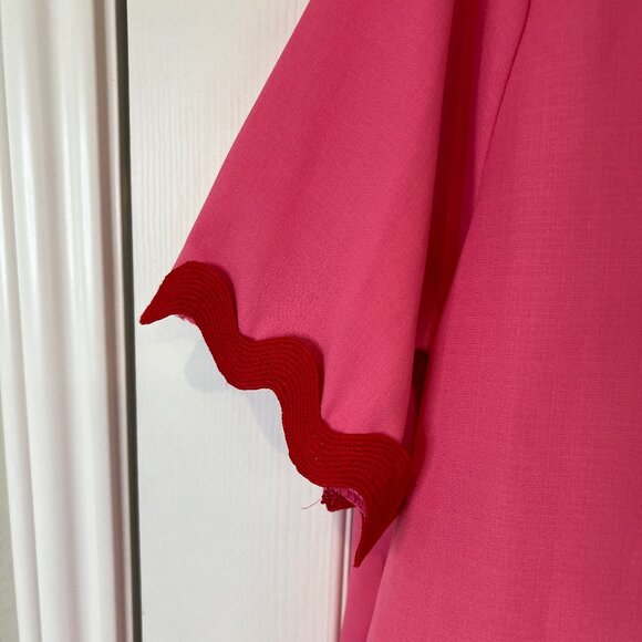 Women’s Pink and Red Two Piece Set Button Top with Scallop Trim size Large - Picture 6 of 10